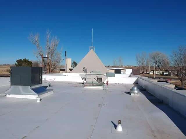 TPO single-ply roofing system on a commercial building