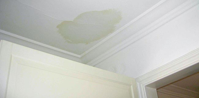 water stain on ceiling from roof leak