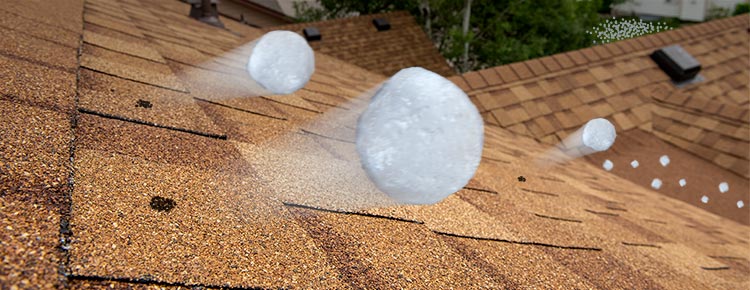 hail stones hitting shingle roof