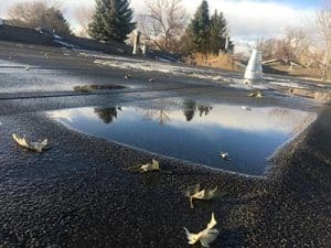 photo of water pooling on a flat roof