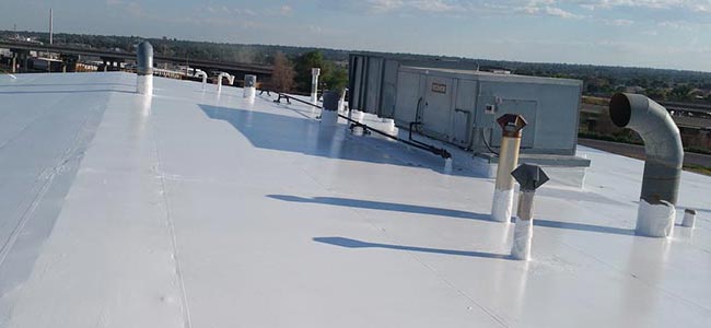 new coating on a commercial roof